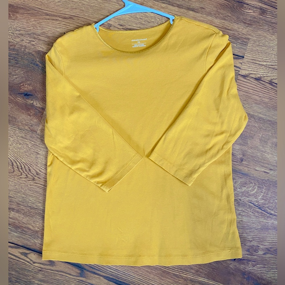 Christopher & Banks Golden Long Sleeve Cotton Shirt- Petite Large